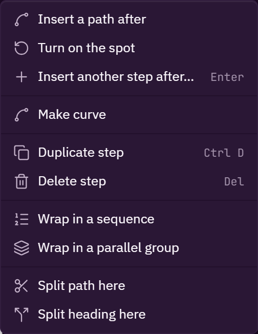 The field's right-click menu